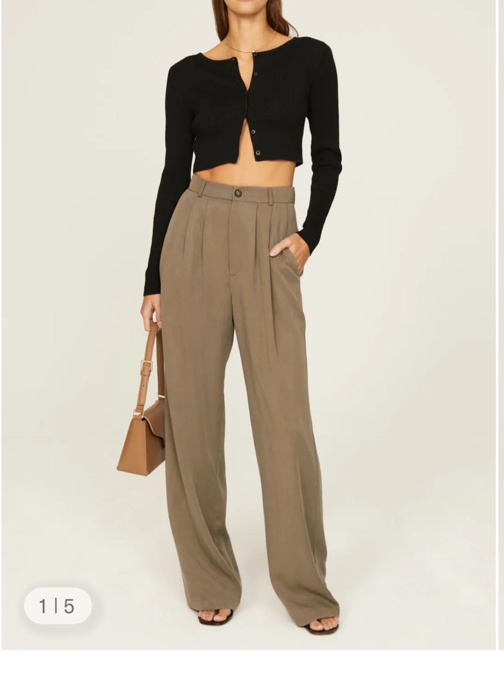 Reformation Mason Wide Leg Highrise Trouser Pants In Mushroom Size 8